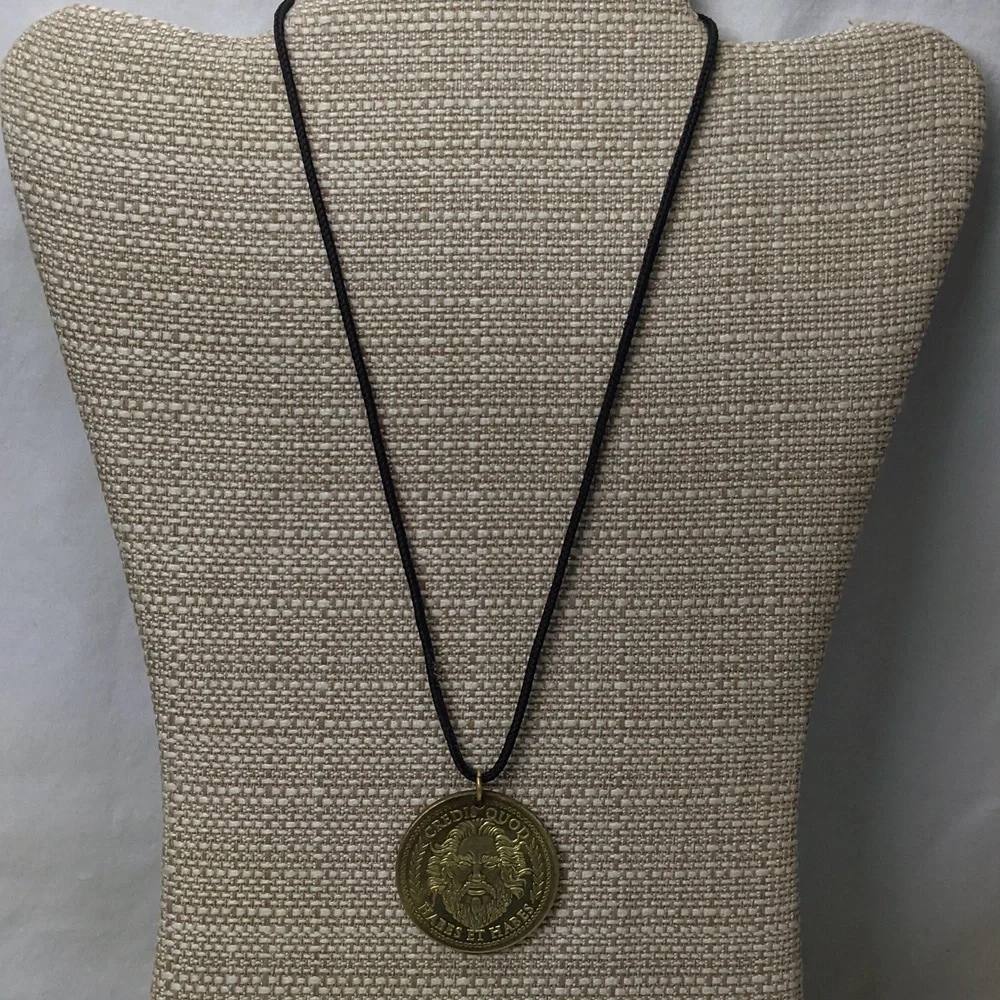 Caesars Palace Vintage Souvenir Medallion On Black Nylon Cord, 1996-2002